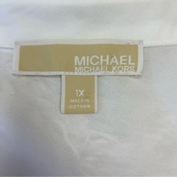 MICHAEL Michael Kors White Blouse with Gold Zipper Long Sleeves Size 1X - Picture 12 of 14